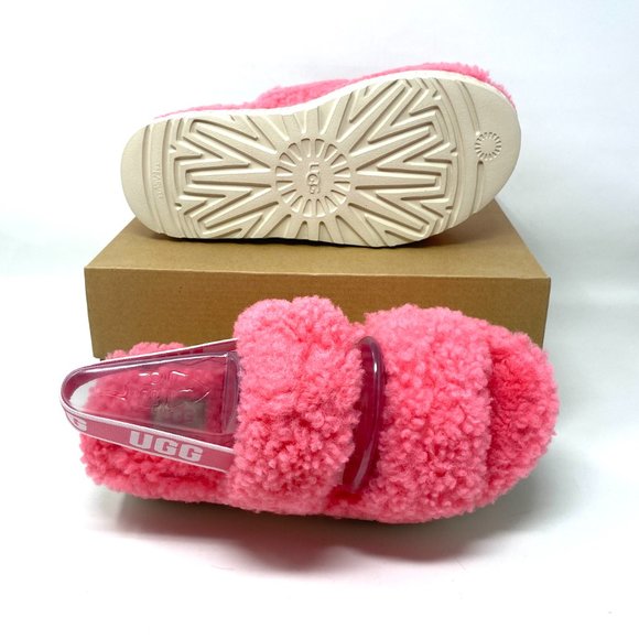 UGG Logo Women Size 1120876 PKRS OH FLUFFITA Platform Slide Pink Slippers Sandal - Picture 7 of 9